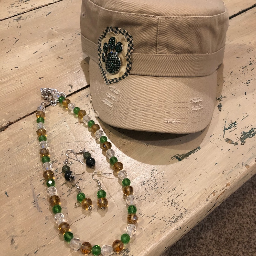Cap and jewelry
